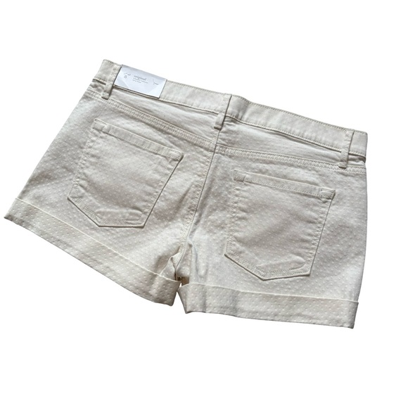 NWT Ann Taylor Original Straight Cream White Polka Dot Cuffed Denim Shorts, Sz 8 - Picture 6 of 12